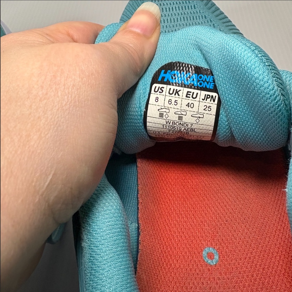 HOKA ONE Bondi 7 ATHLETIC Running SHOES in Eggshell Blue - Men’s - Size 8 US - Picture 14 of 16